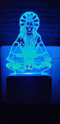 Super Ajanta 2071 Lord Shiva 3D Illusion Night Lamp Comes with 7 Multi-Color and Perfect Laser Cut Design Night Lamp(10 cm, Blue, Purple, Green, Red)