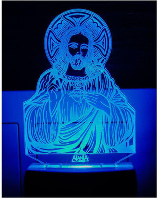 Super Ajanta 2093 Christ 3D Illusion Night Lamp and Perfect Laser Cut Design Night Lamp(10 cm, Blue)