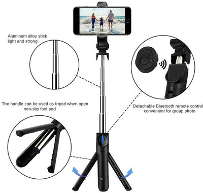 Casa Tech Best Collection Selfie Stick, 3 in 1 Extendable Selfie Stick with Detachable Bluetooth Wireless Remote Phone Holder Compatible with iOS and Android Smartphones Tripod(Black, Supports Up to 800 g) Casa Tech Best Collection Selfie Stick, 3 in 1 Extendable Selfie Stick with Detachable Bluetooth Wireless Remote Phone Holder Compatible with iOS and Android Smartphones Tripod(Black, Supports Up to 800 g)