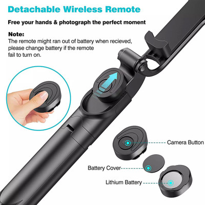 POZUB Tripod Stand Extendable Selfie Stick with Detachable Bluetooth Remote +Carry Bag Tripod, Monopod, Monopod Kit, Tripod Ball Head, Tripod Bracket, Tripod Clamp, Tripod Kit(Black, Supports Up to 500 g)