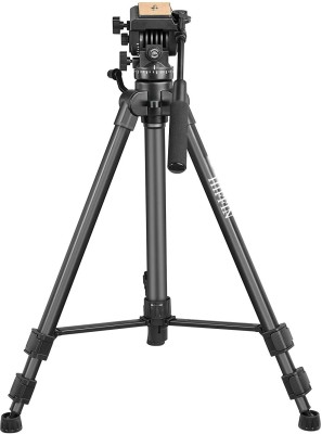 Hiffin HF 880 (65 Inch) Aluminum Light Weight Tripod | with Fluid Video Head | for DSLR & Video Cameras| Maximum Operating Height: 5.45 Feet | Maximum Load Upto: 15 kgs Tripod(Black, Supports Up to 1500 g)