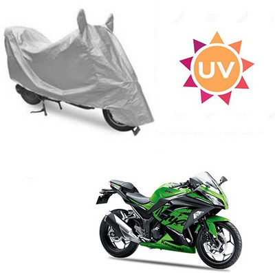 SRENTERPRISES Waterproof Two Wheeler Cover for Kawasaki(Ninja 300, Silver)