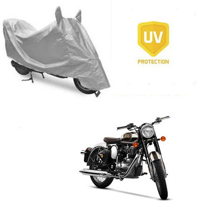 SRENTERPRISES Two Wheeler Cover for Royal Enfield(Classic Chrome, Silver)