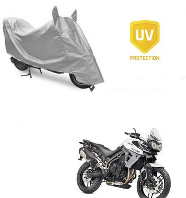 SRENTERPRISES Two Wheeler Cover for Triumph(Tiger 800 XR, Silver)