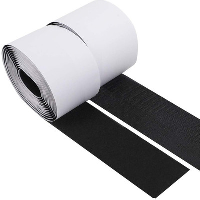 Royalkart Self Adhesive Hook Tape & Self Adhesive Loop Tape, Adhesive Back Mounting Tape for Pictures & Tools - (5M*50mm Hook & Loop Tape, Black Color) Stick-on Velcro(Black)