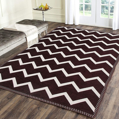 Linen Basics Brown Chenille Runner(5 ft,  X 7 ft, Rectangle)