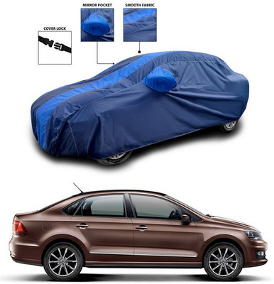 ANTHUB Car Cover For Volkswagen Vento (With Mirror Pockets)(Blue)