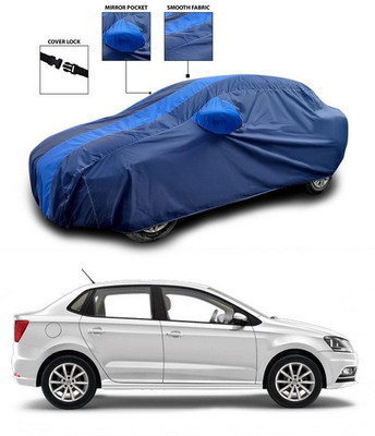 ANTHUB Car Cover For Volkswagen Ameo (With Mirror Pockets)(Blue)