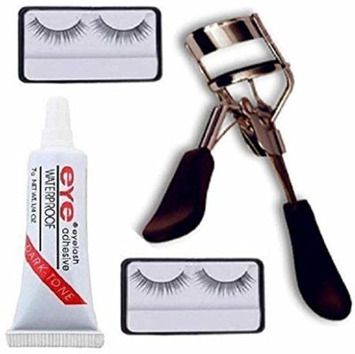 AVEU Combo of Eyelash Curler, Eyelash Glue and False Eyelashes - Pack of 2) (Set of 3)(4 Items in the set)