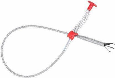 crazysales tainless Steel Hair Catching Drain Cleaner Wire Spring Sink Cleaning Stick (60 cm; Red) Crystal Drain Opener(1 ml)