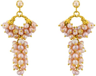 Sri Jagdamba Pearls Pink Pearl Earrings Pearl Alloy Drops & Danglers