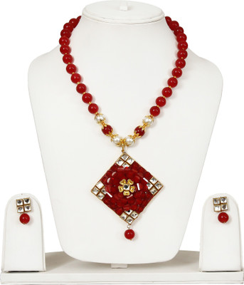 SHUBHAM JEWELLERS Alloy Gold-plated Red Jewellery Set(Pack of 1)