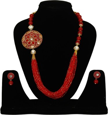 SHUBHAM JEWELLERS Alloy Gold-plated Red Jewellery Set(Pack of 1)