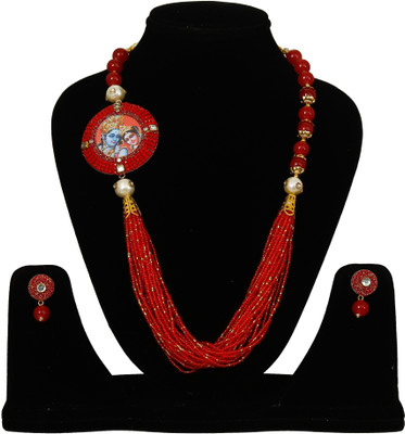 SHUBHAM JEWELLERS Alloy Gold-plated Red Jewellery Set(Pack of 1)
