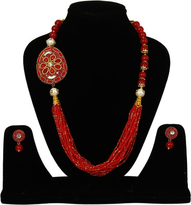 SHUBHAM JEWELLERS Alloy Gold-plated Red Jewellery Set(Pack of 1)