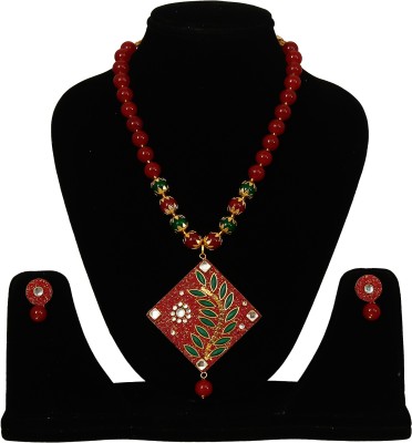 SHUBHAM JEWELLERS Alloy Gold-plated Red Jewellery Set(Pack of 1)