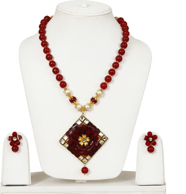 SHUBHAM JEWELLERS Alloy Gold-plated Red Jewellery Set(Pack of 1)