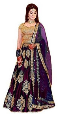 VM TEJANI Embroidered Semi Stitched Lehenga Choli(Purple)