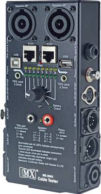 MX Audio Cable Tester Tests XLR 6.35mm TRS 1/4" TS Speakon Jack 2 & 4 Pole Din RCA Plug RJ45 Micro USB Banana cables Cable Testers