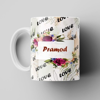 Beautum Love Pramod Romantic Name Ceramic Coffee Best Gift For Loved Ones Model No:BLVNM015951 Ceramic Coffee Mug(350 ml)