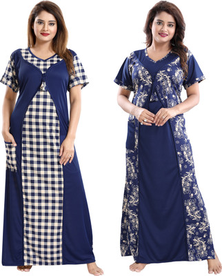 Glam World Women Nighty(Multicolor)