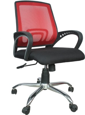 Rajpura Voom Medium Back Revolving Chair with Centre Tilt Mechanism in Black fabric & Red mesh/net back Fabric Office Executive Chair(Black, Red, DIY(Do-It-Yourself))