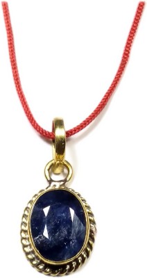 PRIYANSHU NAVRATN Certified Locket 5.25-6.25 Ratti Natural Blue Sapphire Nilam Pandle Pandant (1 PS) Ovel Cut Neelam Precious Gemstone for Men and Women Gold-plated Sapphire Stone Pendant