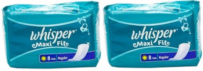 Whisper Maxi Fit Regular (8+8 Count) Sanitary Pad Sanitary Pad(Pack of 2)