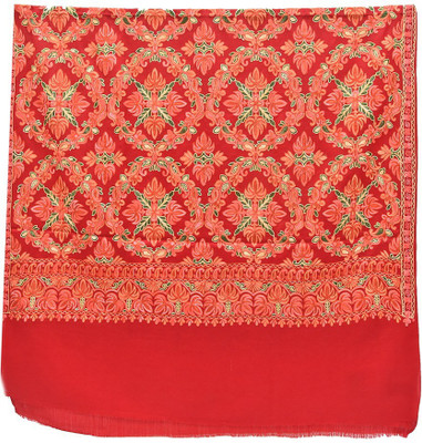 SUMEDH handcrafts Wool Embroidered Women Shawl(Maroon)