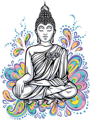 Masstone 54 cm Lord Buddha Religious God Self Adhesive Sticker(Pack of 1)