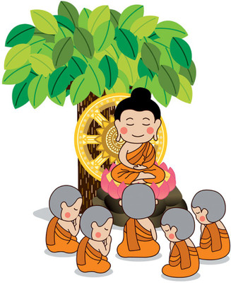 Masstone 50 cm Lord Buddha With Follower Religious God Self Adhesive Sticker(Pack of 1)