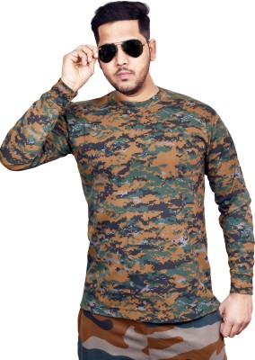 AXOLOTL Military Camouflage Men Round Neck Multicolor T-Shirt