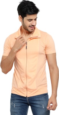 Jaskart Solid Men V Neck Beige T-Shirt