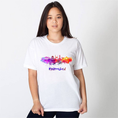 hamsa print world Printed Women Round Neck Reversible White T-Shirt