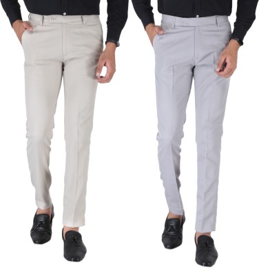 SREY Slim Fit Men Grey, Green Trousers