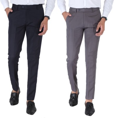 SREY Slim Fit Men Blue Trousers