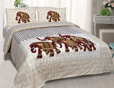 EarlyMart 144 TC Cotton Double Printed Flat Bedsheet(Pack of 1, Mahroon)