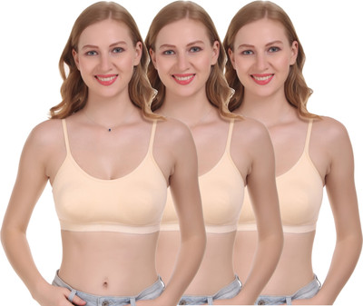 Featherline Casual Seamless Poly Cotton Non Padded Spors Bra Women Sports Non Padded Bra(Beige)