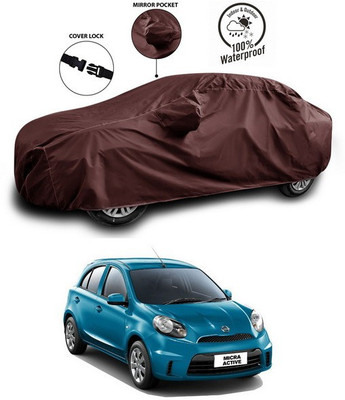 SEBONGO Car Cover For Nissan Micra Active (With Mirror Pockets)(Maroon)