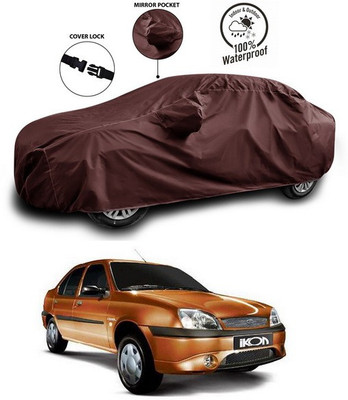 SEBONGO Car Cover For Ford Ikon (With Mirror Pockets)(Brown)