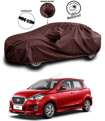SEBONGO Car Cover For Nissan Go (With Mirror Pockets)(Maroon)