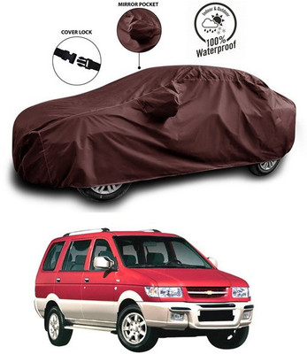 SEBONGO Car Cover For Chevrolet Tavera (With Mirror Pockets)(Maroon)