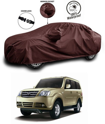 SEBONGO Car Cover For Tata Sumo Grande MK II (With Mirror Pockets)(Maroon)