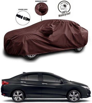 SEBONGO Car Cover For Honda City i-Vtec (With Mirror Pockets)(Maroon)