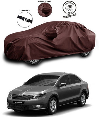 ANTHUB Car Cover For Skoda Rapid (With Mirror Pockets)(Brown)