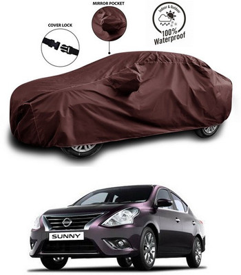 ANTHUB Car Cover For Nissan Sunny (With Mirror Pockets)(Maroon)