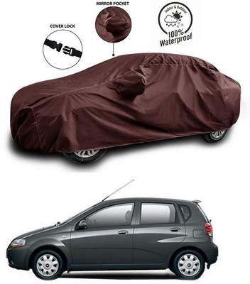 ANTHUB Car Cover For Chevrolet Aveo Uva (With Mirror Pockets)(Maroon)