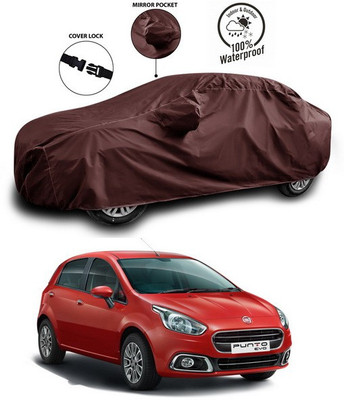 ANTHUB Car Cover For Fiat Punto Evo (With Mirror Pockets)(Brown)