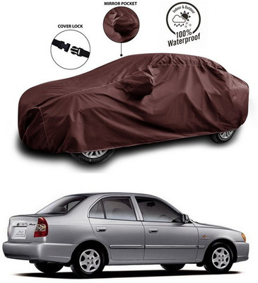 ANTHUB Car Cover For Hyundai Accent Viva (With Mirror Pockets)(Maroon)