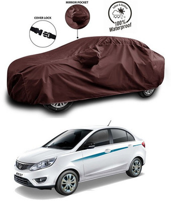 ANTHUB Car Cover For Tata Zest (With Mirror Pockets)(Brown)